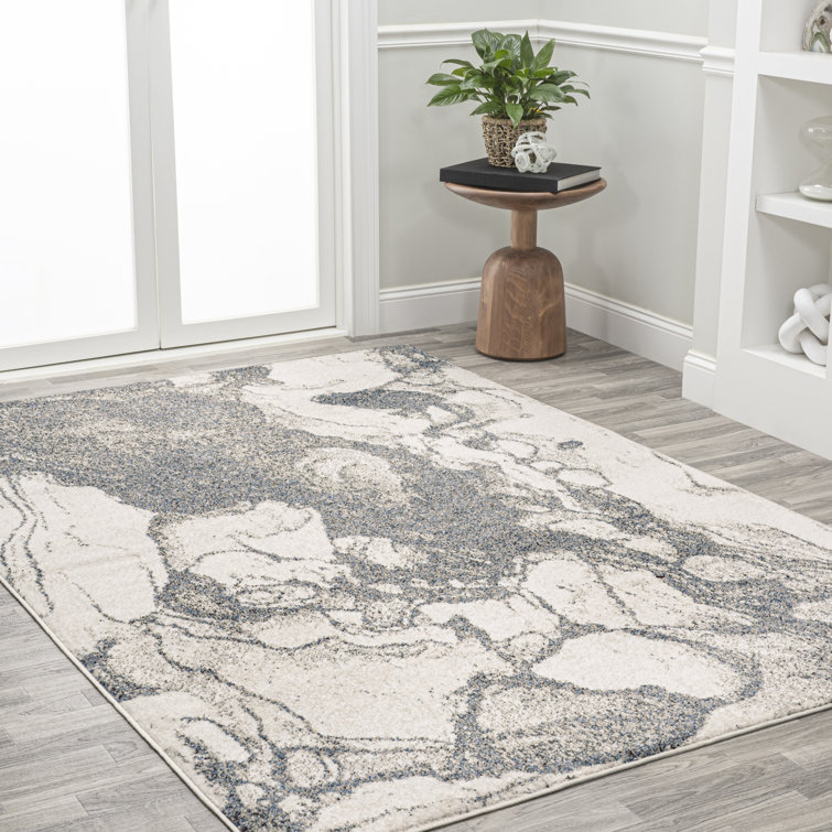 Wrought Studio Clodovea Abstract Marbled Modern Gray/Cream Rug Wayfair